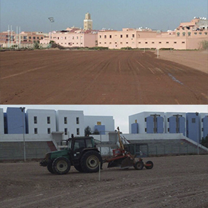 creación de numerosos campos de fútbol de césped artificial desde la nivelación del terreno para su posterior construcción