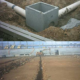 Sistemas de drenaje para campo de fútbol de césped.